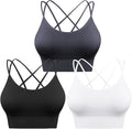 Sykooria 3 Pack Strappy Sports Bra for Women Sexy Crisscross for Yoga Running Athletic Gym Workout Fitness Tank Tops