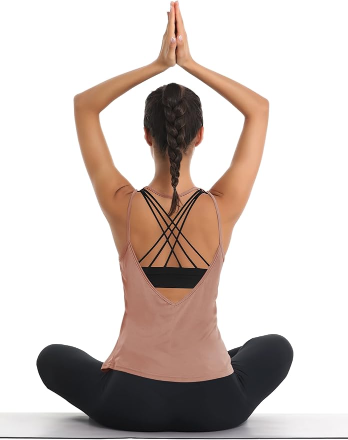 LEXISLOVE Womens Workout Shirts Sexy Open Back Activewear Workout Clothes Sports Yoga Tank Tops