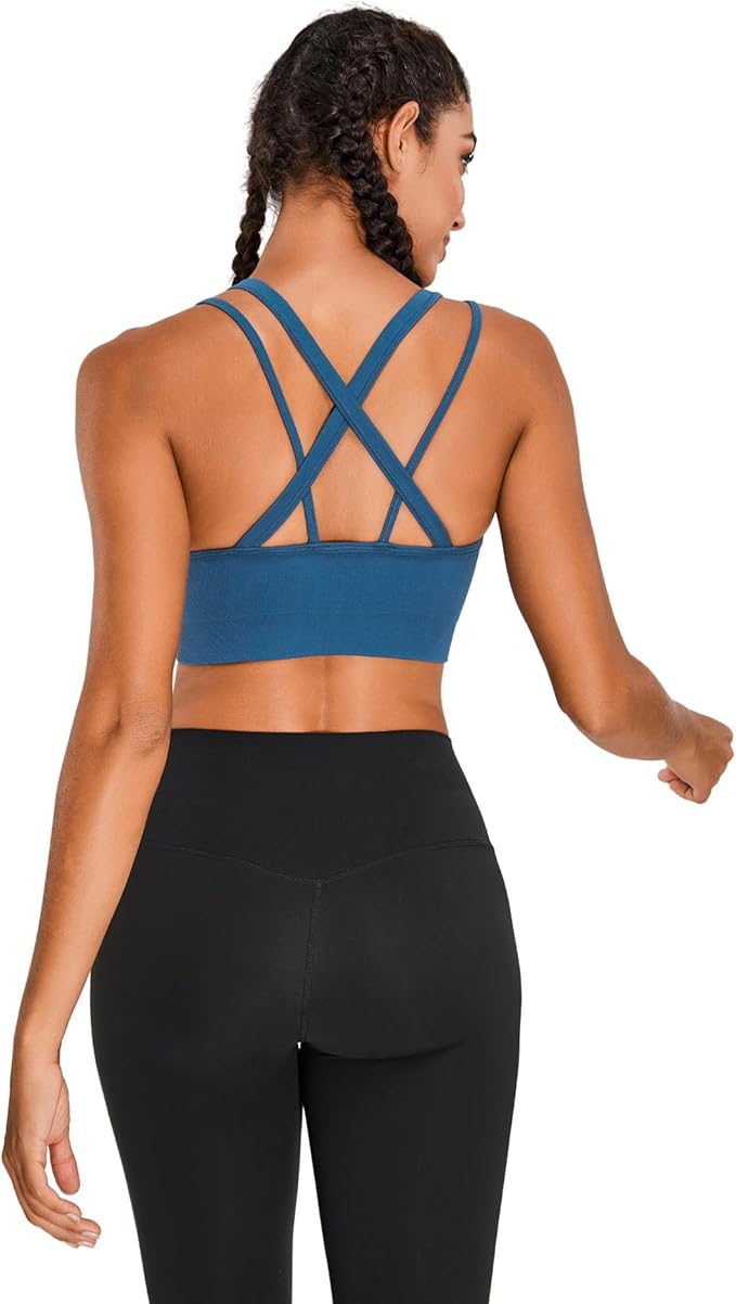 Sports Bras for Women HIigh Support, Criss-Cross Back Padded Strappy High Impact Sports Bras for Women Large Bust