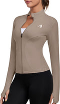 Women's Full Zip Workout Jacket Lightweight Running Slim Fit Athletic Jackets With Thumb Holes