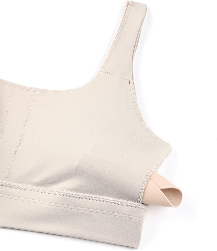 CRZ YOGA Butterluxe U Back Longline Sports Bras for Women - Scoop Neck Padded Yoga Workout Crop Top with Built in Pads