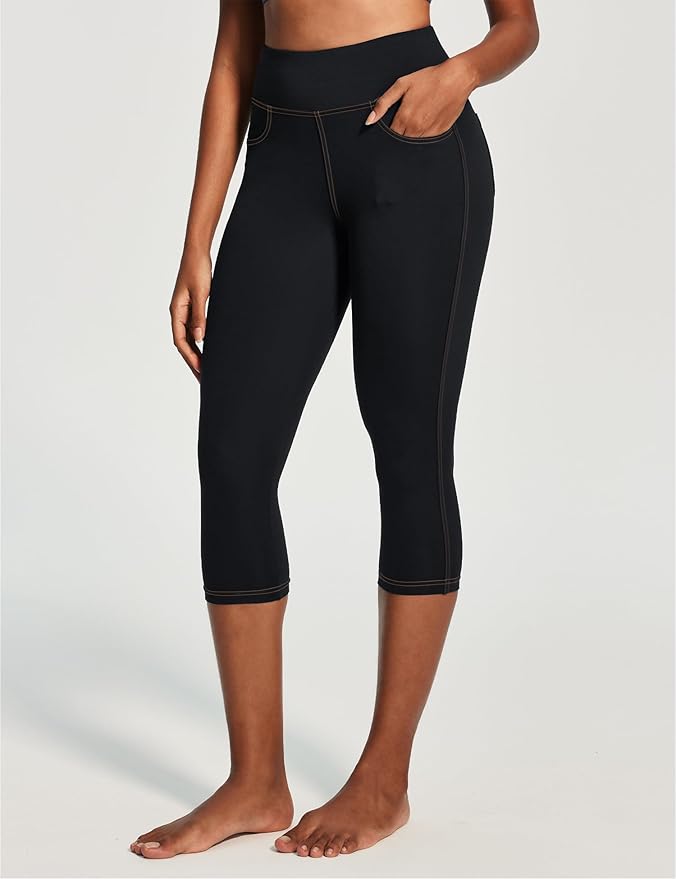 IUGA High Waisted Yoga Pants for Women with Pockets Capri Leggings for Women Workout Leggings for Women Yoga Capris