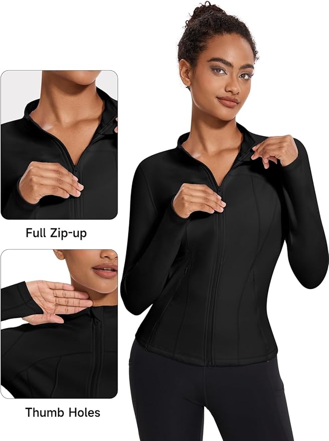 VUTRU Womens Workout Yoga Jacket Lightweight Zip Up Athletic Jacket Lightweight Cropped Jacekt with Pockets