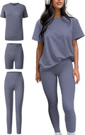 ZFLM casual sportswear 3-piece set high waist tight pants yoga pants short sleeved round neck yoga set