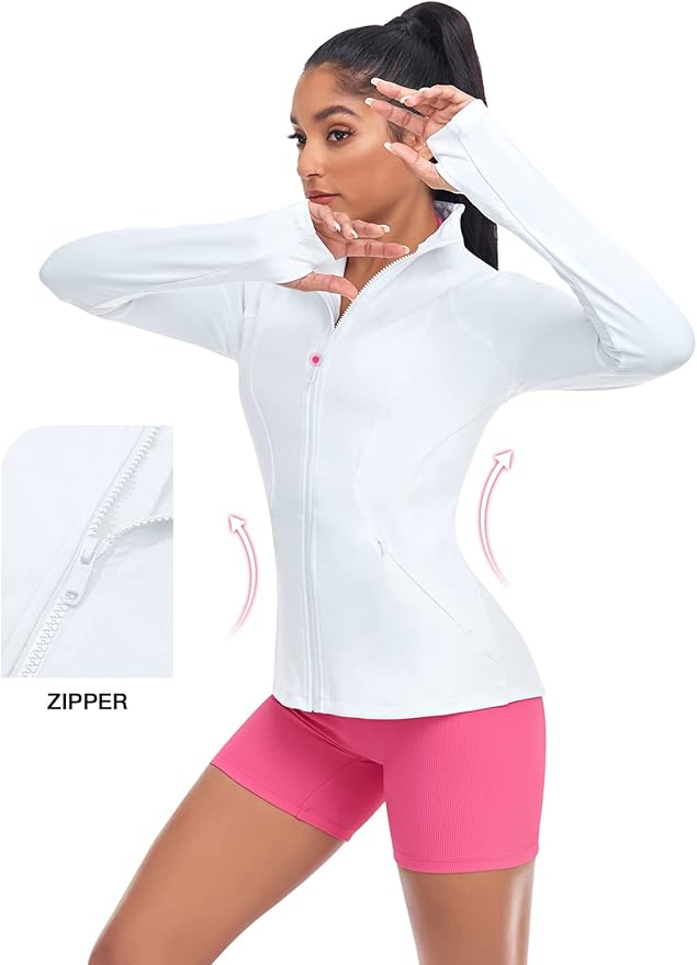 VUTRU Women's Workout Yoga Jacket Full Zip Running Athletic Track Jacket