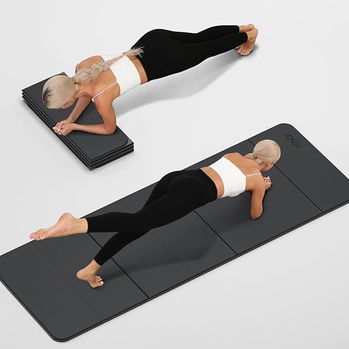 Foldable Yoga Mat Extra Thick 0.32 Inches-SGS Certified POE Material Exercise Mat, Non-Slip Design Fitness Mats, Multi-Purpose Workout Mats For Studio or Home Use