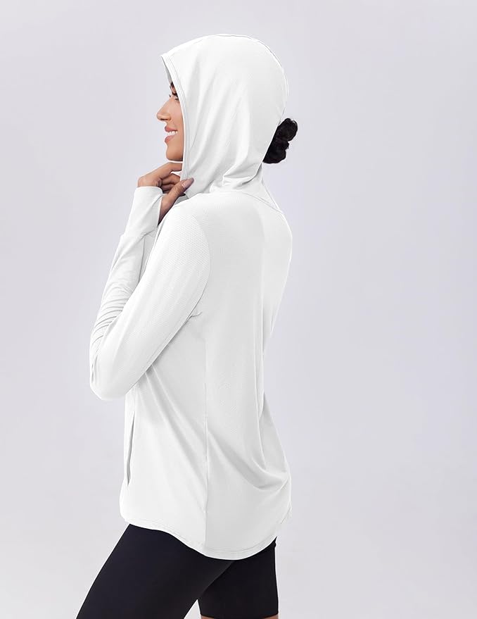 PINSPARK Women's UPF 50+ Sun Protection Hoodie Jacket Lightweight Full Zip Athletic Jacket Long Sleeve Shirt with Pockets