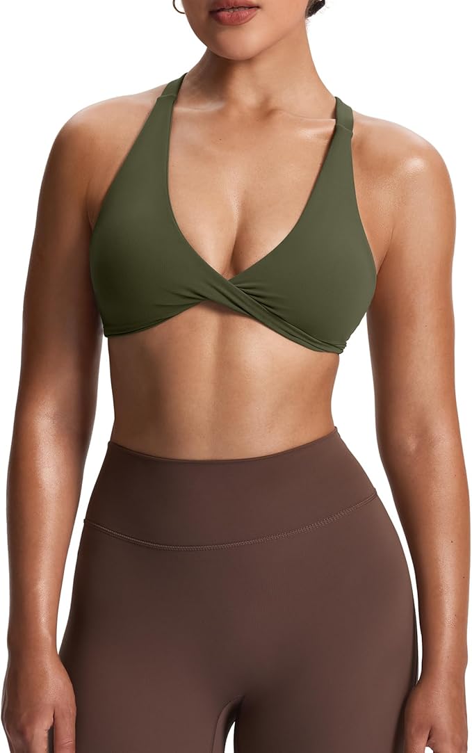 Aoxjox Women's Workout Sports Bras Fitness Satara Low Impact Bra Yoga Crop Tank