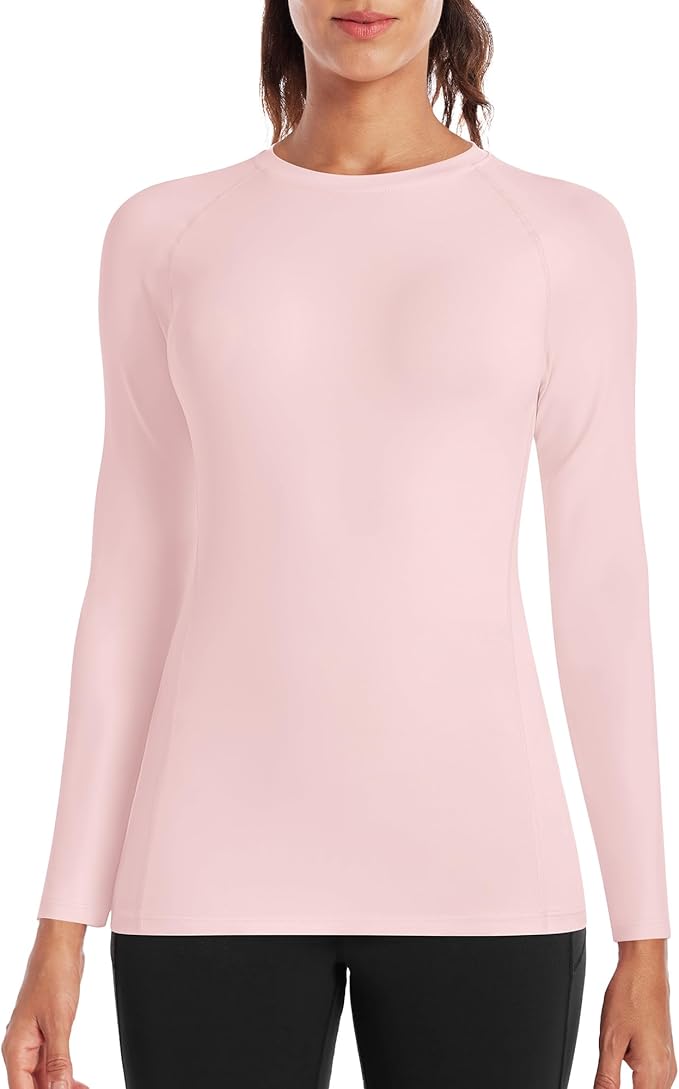 Runhit Women's Long Sleeve Compression Shirt Workout Tops Athletic Base Layer Gym Yoga Running Sports Gear Quick Dry UPF 50+