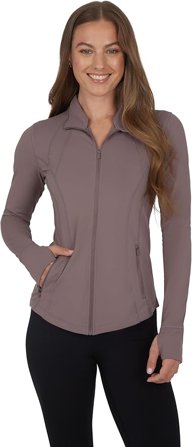 90 Degree By Reflex Full Zip Running Track Jacket Lightweight Athletic Slim Fit Jacket with Thumbholes