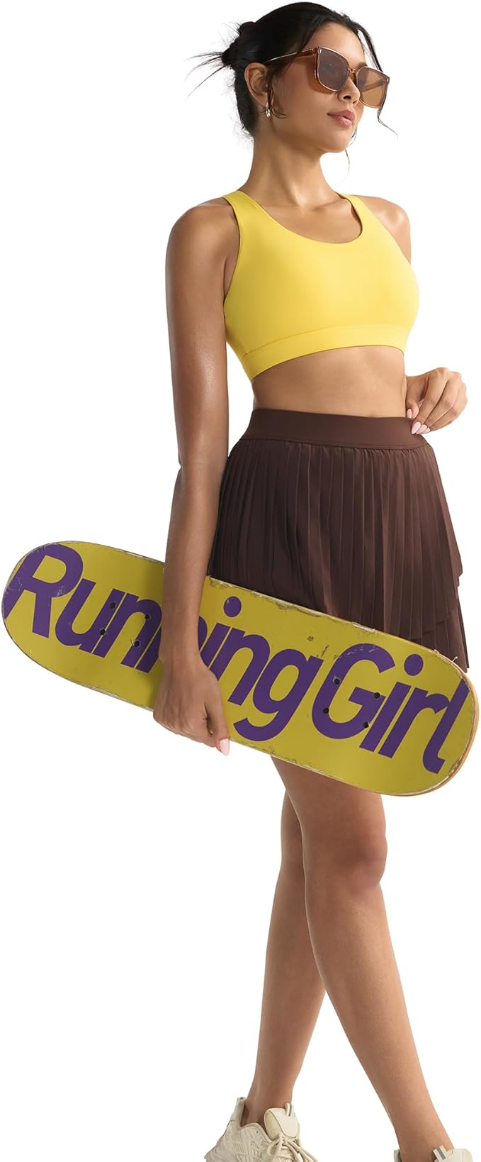 RUNNING GIRL Sports Bras for Women,Padded Strappy Sports Bras Criss-Cross Back Medium Support Sports Bras with Removable Cups