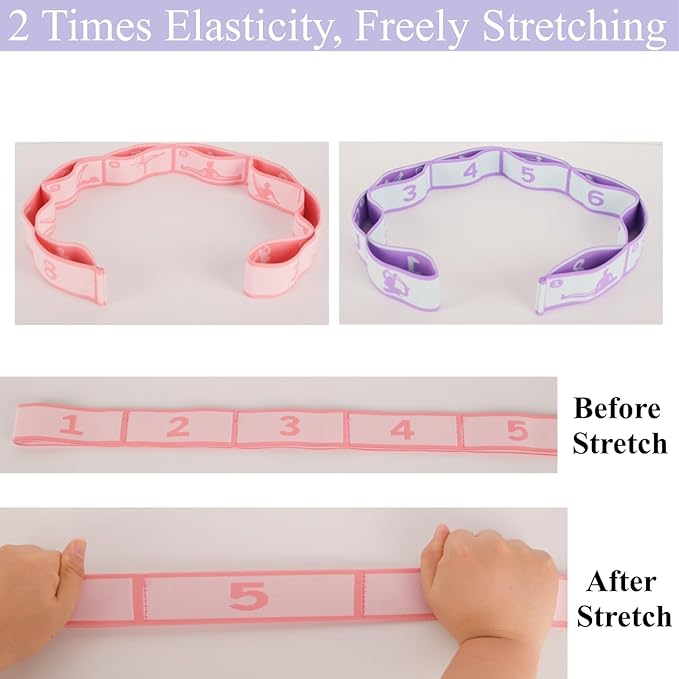 Elastic Yoga Stretching Strap with Loops, CEILIWEN Stretch Straps for Physical Therapy, Pilates Stretch Band, Elastic Exercise Bands, Leg Stretching Strap, Stretch Resistance Bands for Exercise