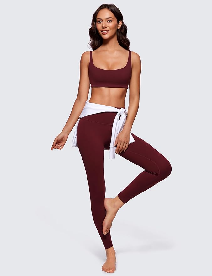 CRZ YOGA Butterluxe Square Neck Spaghetti Strap Sports Bras for Women - Low Coverage Yoga Wireless Padded Cami Crop Top