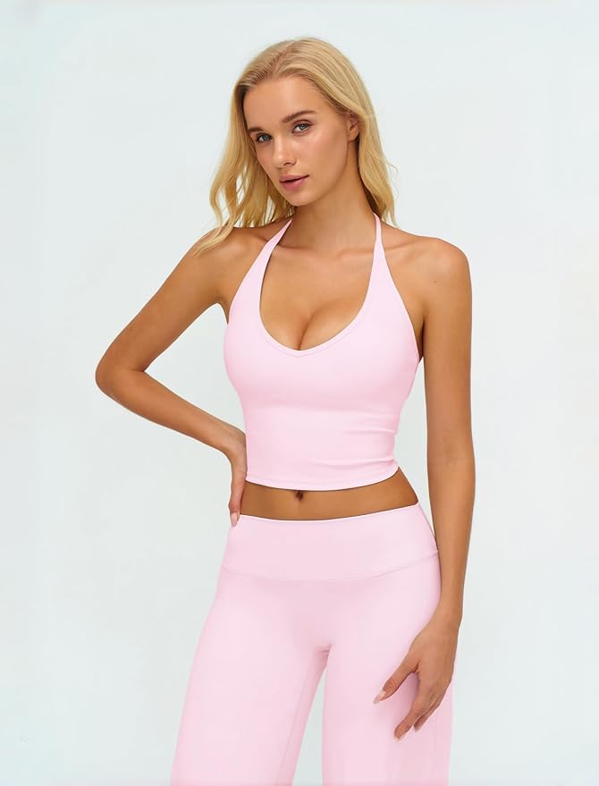 ABOCIW Womens Workout Sets 2 Piece Spaghetti Straps Crop Top Straight Leg Yoga Pants Yoga Pilates Outfits