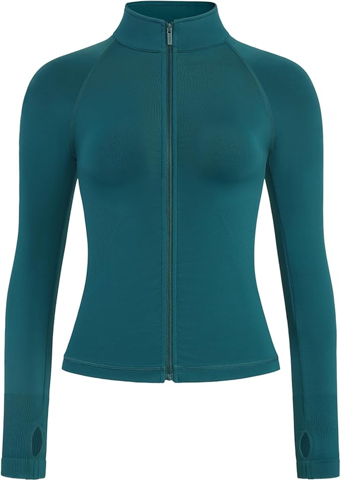 AUROLA Influence Athletic Workout Jacket for Women, Lightweight Slim Fit Full Zip Running Yoga Sports Jacket with Thumb Holes