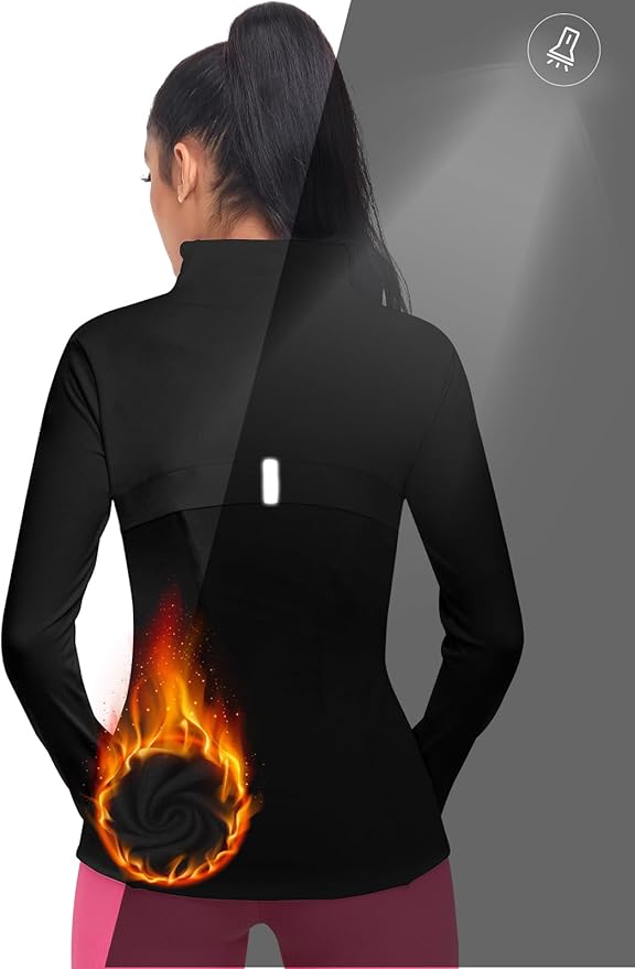 VUTRU Women's Workout Yoga Jacket Full Zip Running Track Jacket Fleece Athletic Jacket