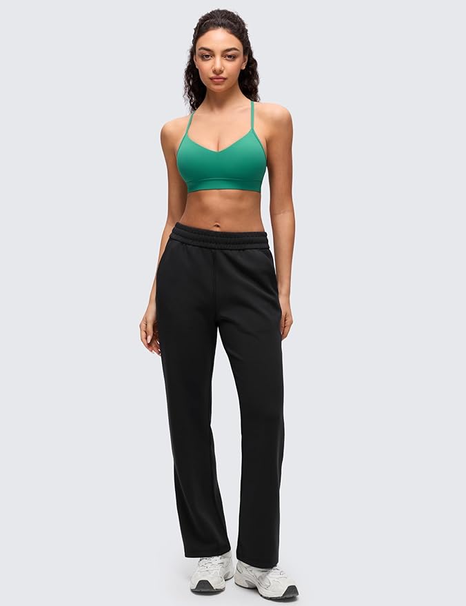 CRZ YOGA Butterluxe V-Neck Sports Bras for Women - Adjustable Thin Straps Padded Yoga Top Basic Wireless Camisole