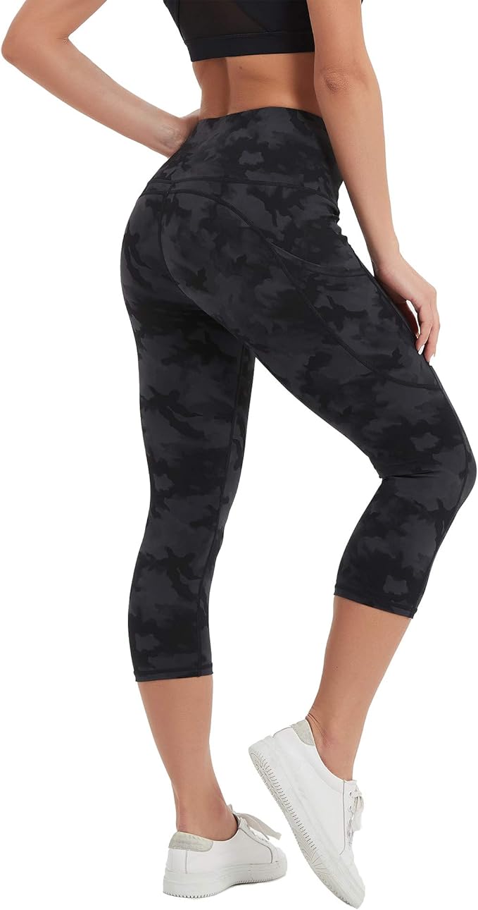 Stelle Women's Capri Yoga Pants with Pockets Essential High Waisted Leggings for Workout