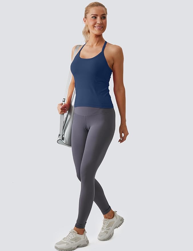 MathCat Workout Tank Tops for Women with Built in Bra, Sleeveless Gym Tops Seamless Racerback Athletic Yoga Shirts