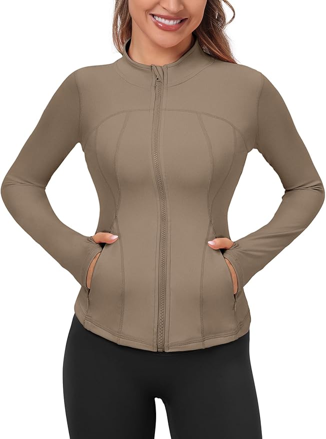VUTRU Womens Workout Yoga Jacket Lightweight Zip Up Athletic Jacket Lightweight Cropped Jacekt with Pockets