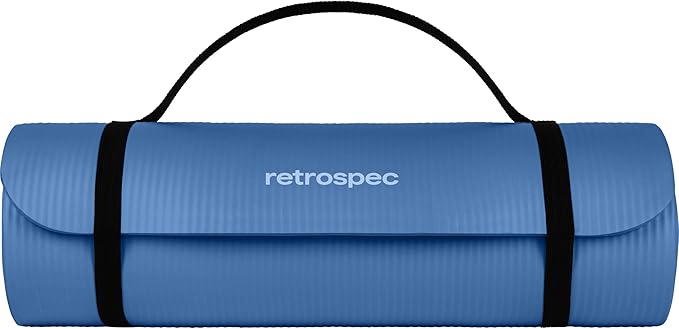 Retrospec Solana Yoga Mat 1" Thick w/Nylon Strap for Men & Women - Non Slip Exercise Mat for Home Yoga, Pilates, Stretching, Floor & Fitness Workouts