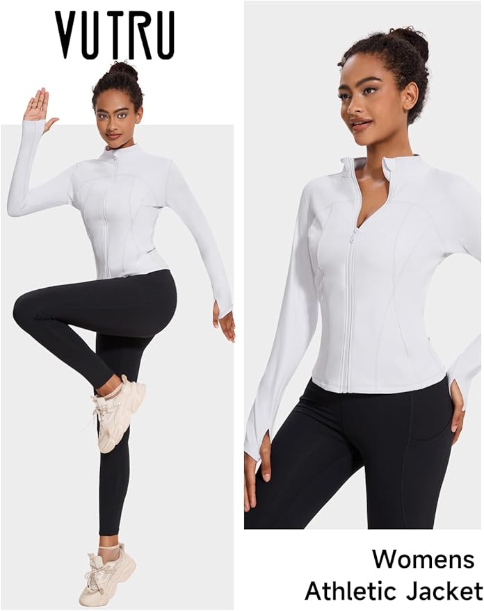 VUTRU Womens Workout Yoga Jacket Lightweight Zip Up Athletic Jacket Lightweight Cropped Jacekt with Pockets