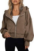 Trendy Queen Hoodies for Women Full Zip Up Cropped Sweatshirts Jackets Casual Comfy Gym Tops Fall Outfits Winter Clothes 2026