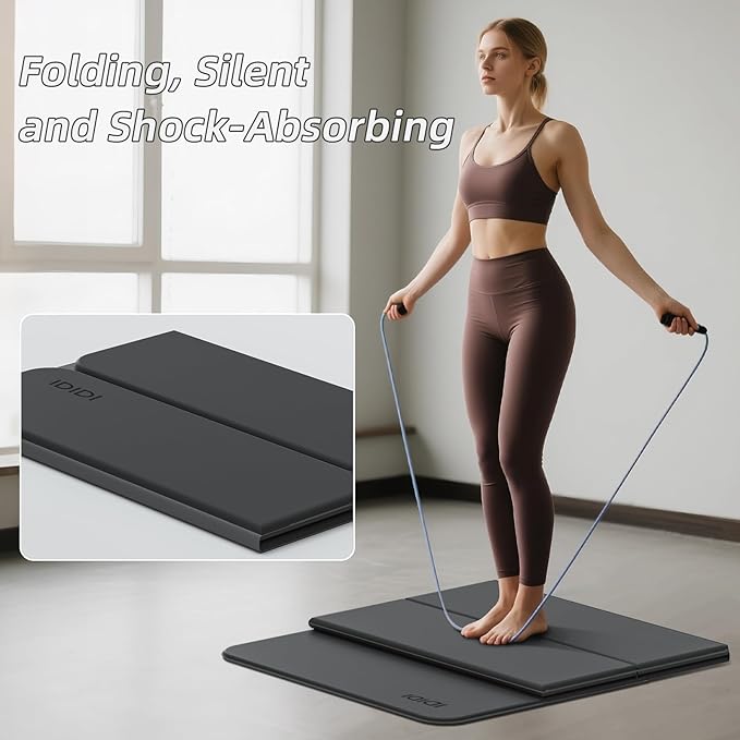 Foldable Yoga Mat Extra Thick 0.32 Inches-SGS Certified POE Material Exercise Mat, Non-Slip Design Fitness Mats, Multi-Purpose Workout Mats For Studio or Home Use
