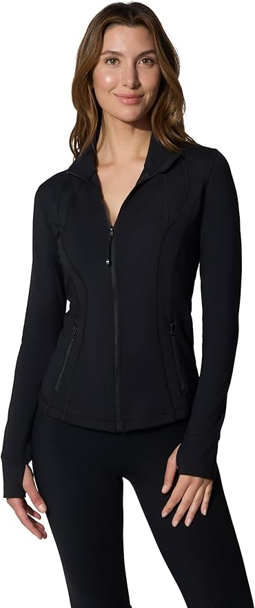 90 Degree By Reflex Full Zip Running Track Jacket Lightweight Athletic Slim Fit Jacket with Thumbholes