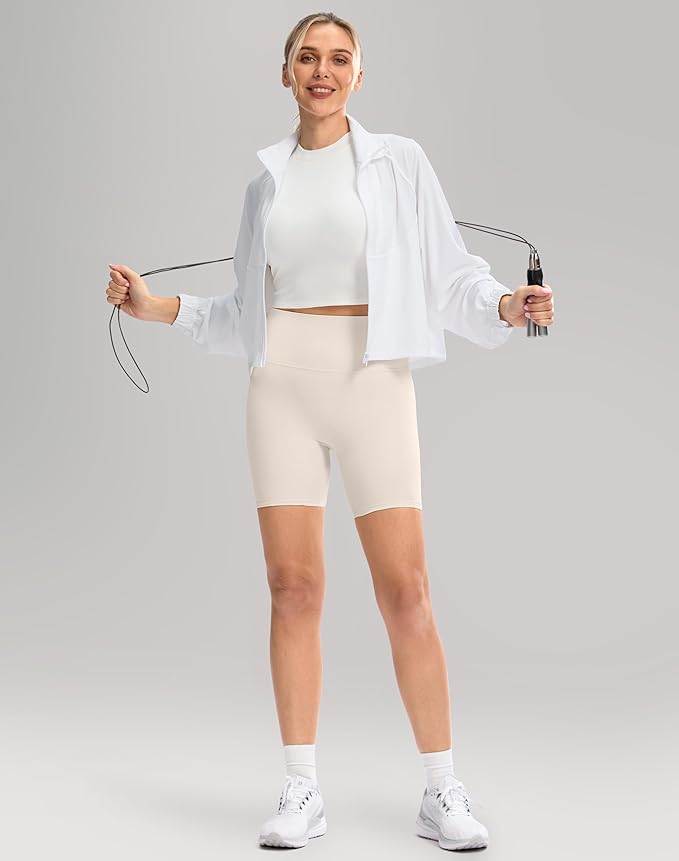 Soothfeel Women's Athletic workout Jacket Lightweight UPF 50+ Long Sleeve Sun Protection Shirts Zip Up Cropped Hiking Tops