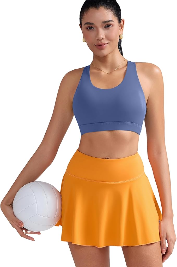 RUNNING GIRL Sports Bras for Women,Padded Strappy Sports Bras Criss-Cross Back Medium Support Sports Bras with Removable Cups