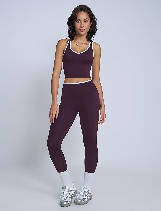 ABOCIW Womens Color Block Workout Sets Racerback Tank Top High Waist Leggings Gym Set Yoga Pilates Outfits