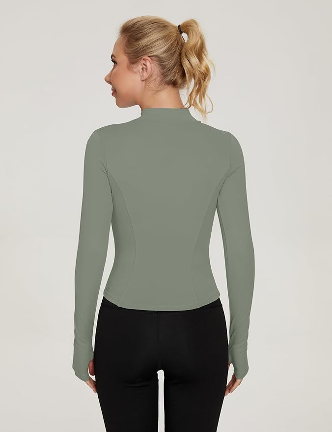 LUYAA Women's Workout Jacket Lightweight Zip Up Yoga Jacket Cropped Athletic Slim Fit Tops