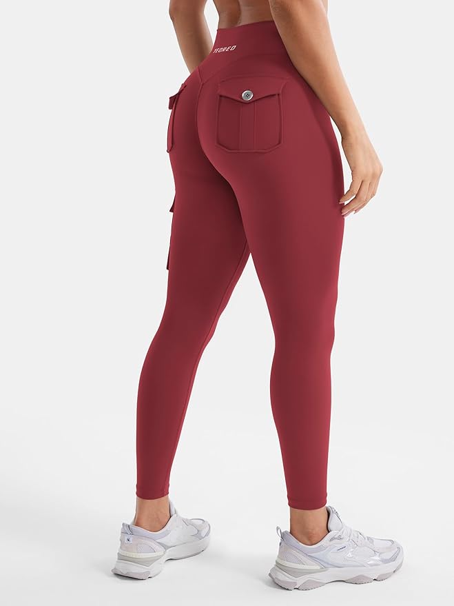 YEOREO CoreFlex Workout Cargo Leggings with Pockets for Women Hidden Scrunch Butt Lifting Leggings Gym Yoga Pants