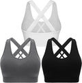 Double Couple Sports Bras for Women Padded High Impact Seamless Criss Cross Back Workout Tops Gym Activewear Bra Large