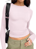 Trendy Queen Womens Long Sleeve T Shirts Fall Fashion 2026 Basic Crop Tops Going Out Outfits Y2k Clothes