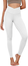 ODODOS Women's Cross Waist Yoga Leggings with Inner Pocket, 23"/25"/28" Gathered Crossover Workout Yoga Pants