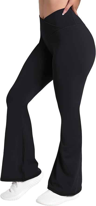 Sunzel Flare Leggings, Crossover Yoga Pants with Tummy Control, High-Waisted and Wide Leg