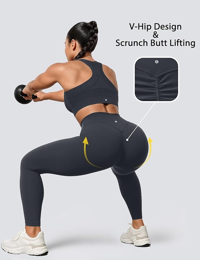 Sogetdo Yoga Leggings for Women Hidden Scrunch Butt Non See Through High Waisted No Front Seam Athletic Gym Workout Pants