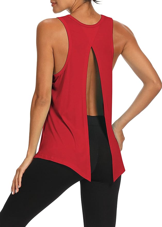 Bestisun Workout Tank Tops Open Back Yoga Exercise Shirts Tie Back Athletic Clothes for Women