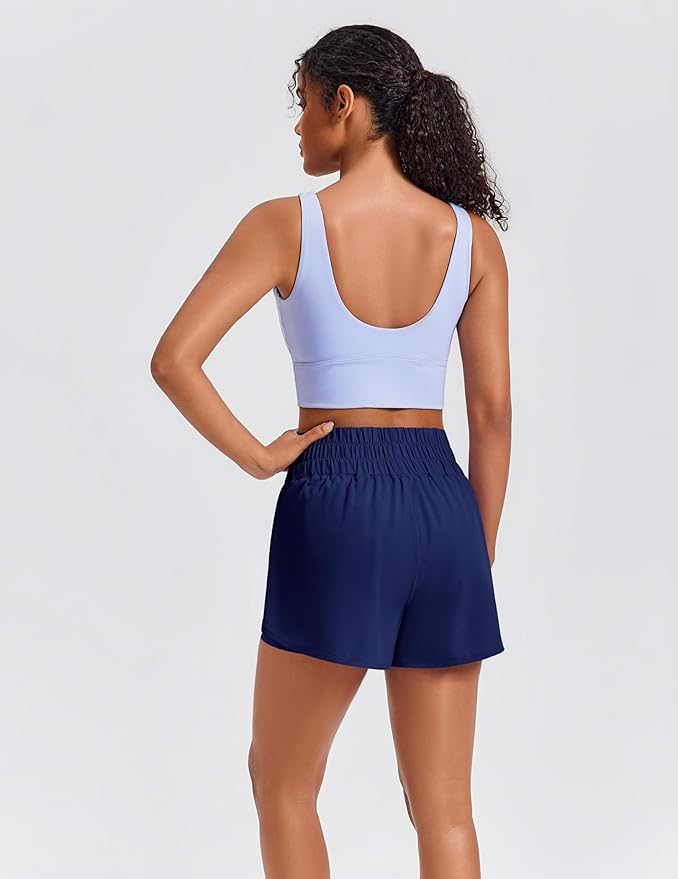 PINSPARK Women's 2 in 1 Running Shorts High-Split Athletic Short High Waisted 3" Liner Workout Gym Short with Pockets