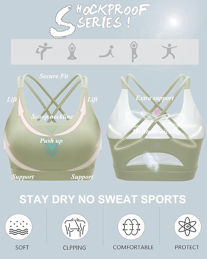 RUNNING GIRL Sports Bras for Women,Padded Sports Bra Tank Top Sexy Crisscross Back High Impact Longline Workout Yoga Bra