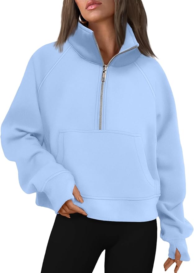 AUTOMET Womens Sweatshirts Half Zip Cropped Pullover Fleece Quarter Zipper Hoodies 2026 Fall Fashion Outfits Clothes