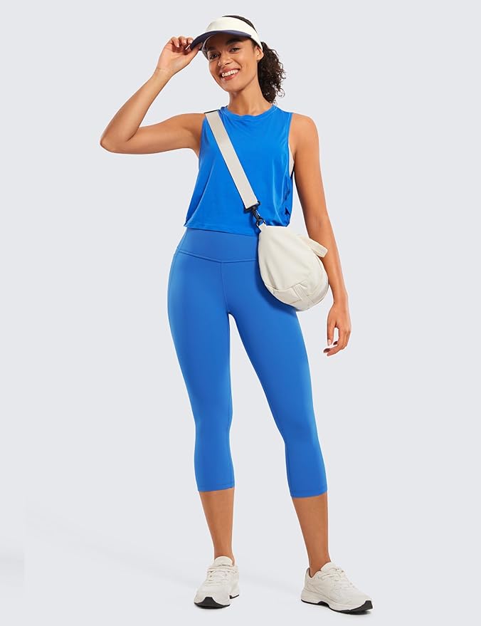 CRZ YOGA Butterluxe Workout Capri Leggings Pockets 21" - High Waisted Gym Athletic Womens Crop Yoga