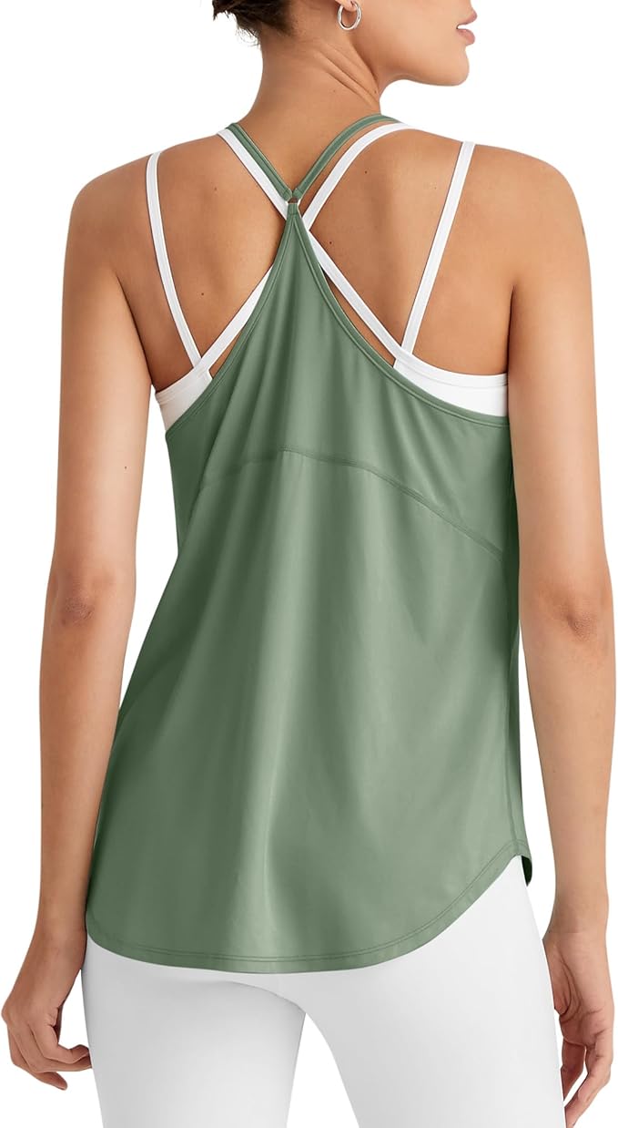 G4Free Workout Athletic Tank Tops for Women Racerback Lightweight Gym Pilates Y-Back Loose Fit Running Tanks Top