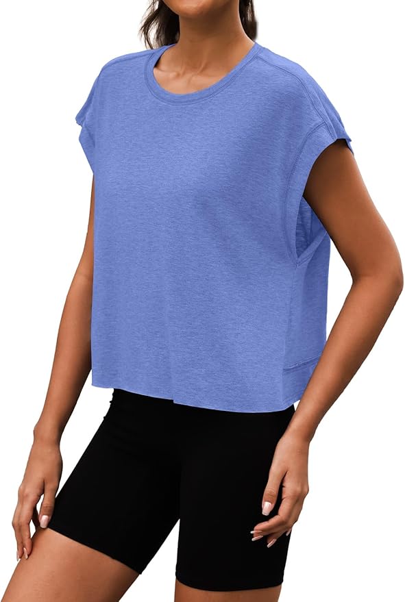 Women Open Back Workout Shirts Short Sleeve Tops Casual Yoga Y2k Athletic Gym Running Crop Tees