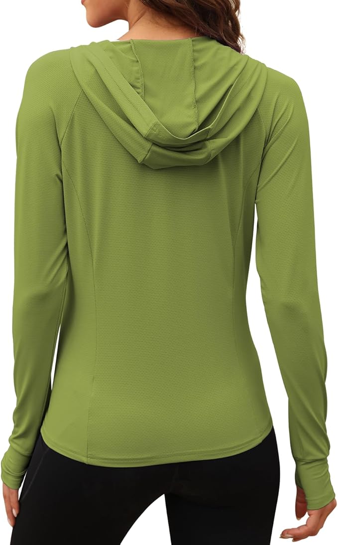 We1Fit Women's UPF 50+ Sun Protection Jacket Hoodie Sun Shirts Hiking Running Athletic Shirt