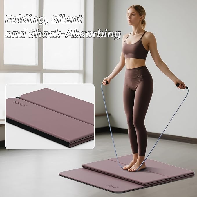 Foldable Yoga Mat Extra Thick 0.32 Inches-SGS Certified POE Material Exercise Mat, Non-Slip Design Fitness Mats, Multi-Purpose Workout Mats For Studio or Home Use