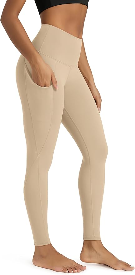 ODODOS Women's High Waisted Yoga Leggings with Pockets, Tummy Control Non See Through Workout Athletic Running Yoga Pants