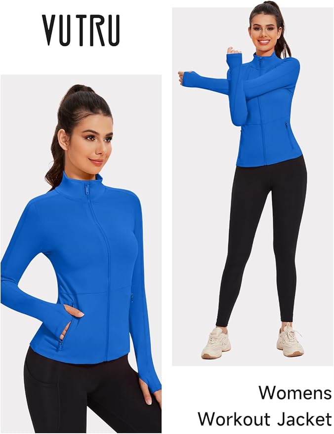 VUTRU Women's Workout Yoga Jacket Full Zip Running Athletic Track Jacket